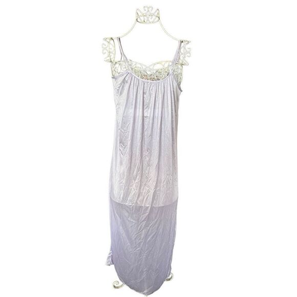 Vintage 2 Piece Late 70s Sheer Lace Nylon House Dress Sleepwear Nightgown | S - Picture 4 of 5